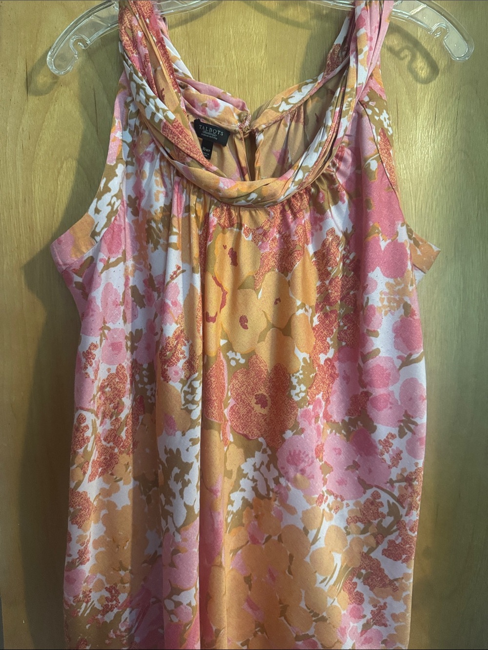 Talbots Pink and Orange Floral Sleeveless top.